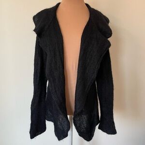 Ines Raspoort Angora Wool Blend Open Front Lagenlook Black Cardigan Sweater Sz S